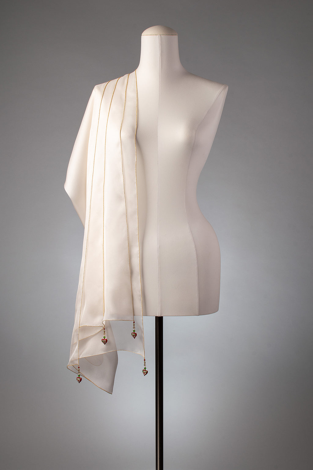 Braut-Stola | Seidenstola "Heart Beads"