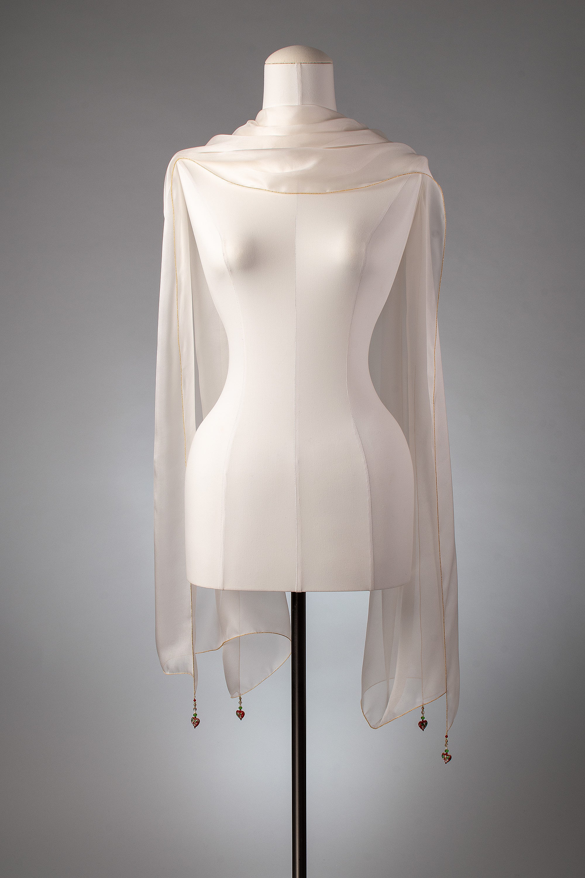 Braut-Stola | Seidenstola "Heart Beads"