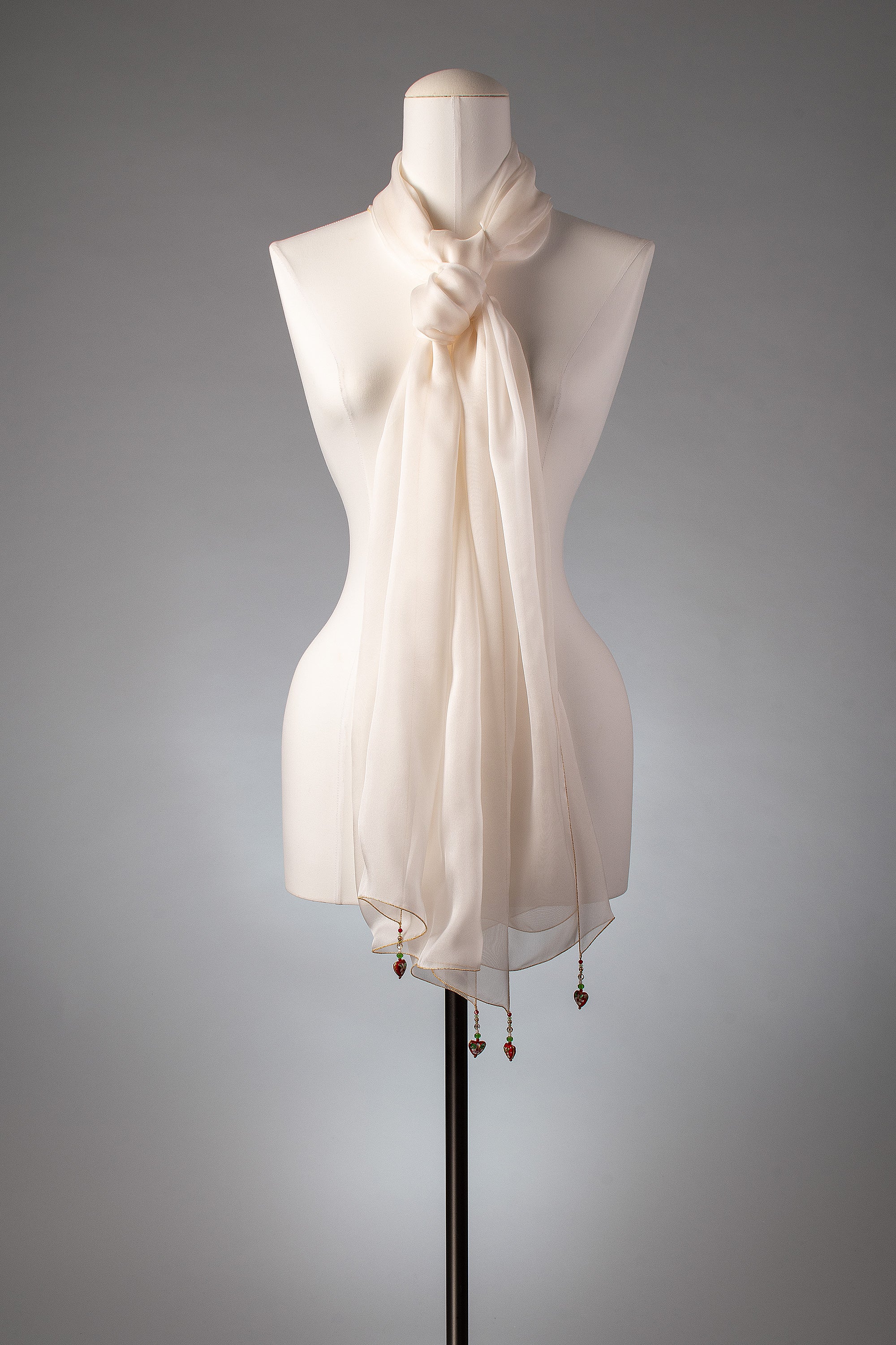 Braut-Stola | Seidenstola "Heart Beads"