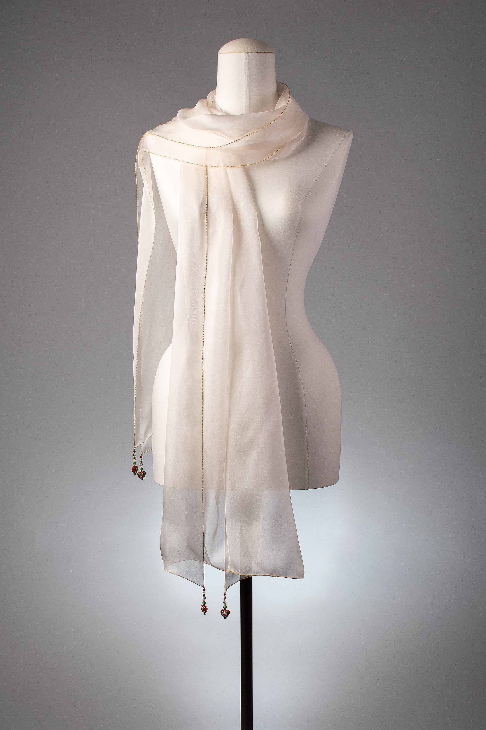 Braut-Stola | Seidenstola "Heart Beads"