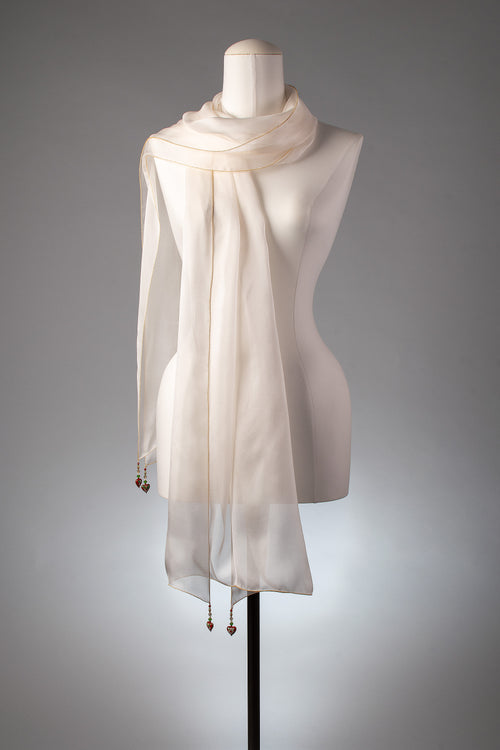 Braut-Stola | Seidenstola "Heart Beads"