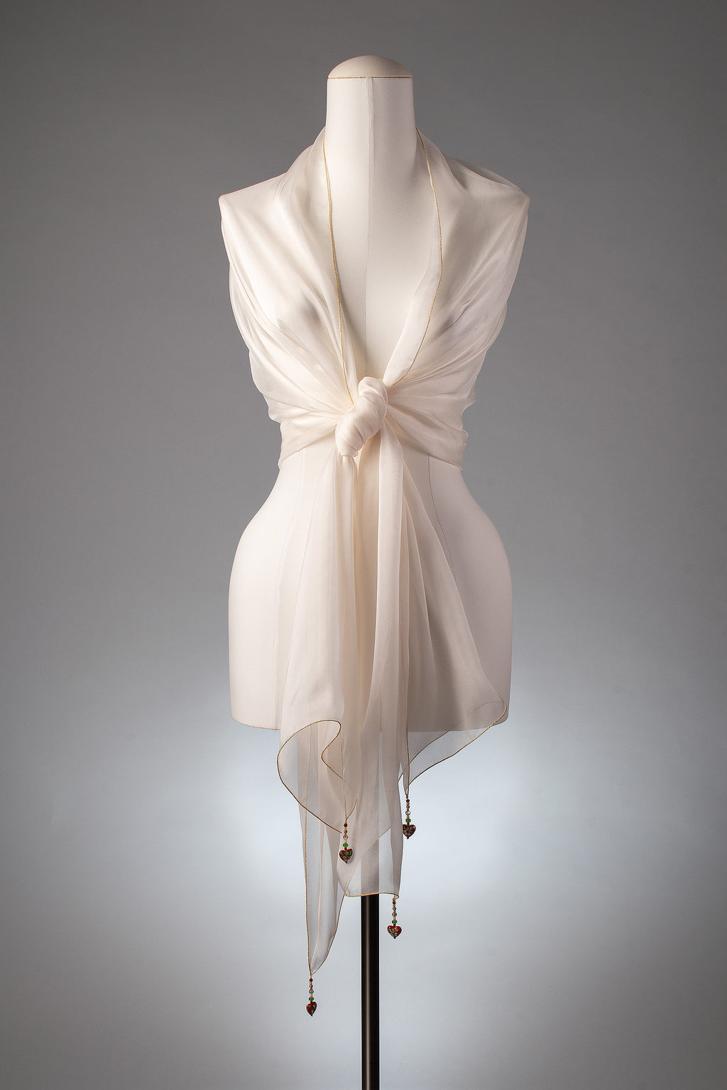 Braut-Stola | Seidenstola "Heart Beads"