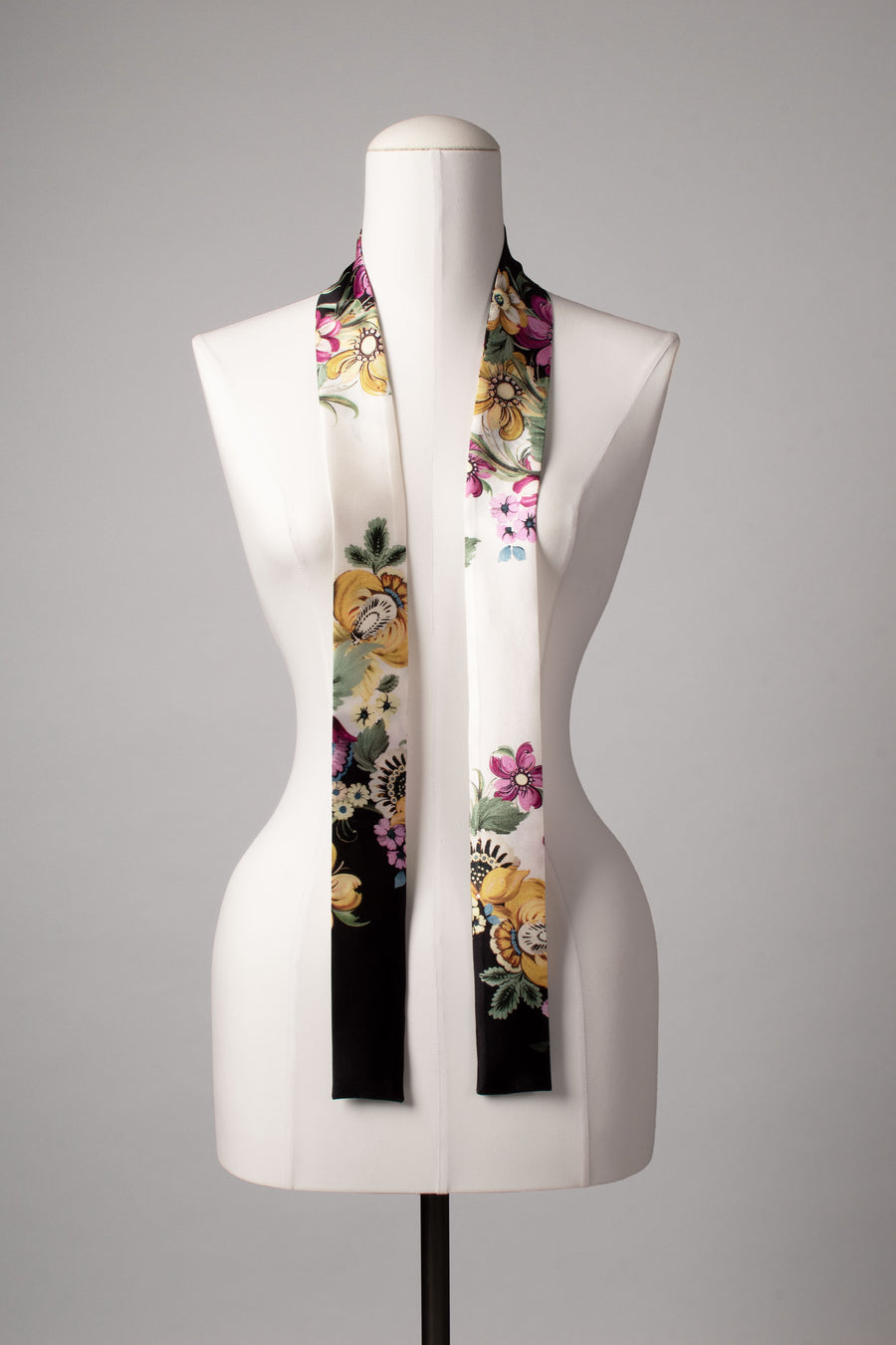 Minischal | Damenschal "Black n White n Flowers"