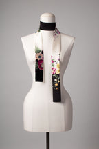 Minischal | Damenschal "Black n White n Flowers