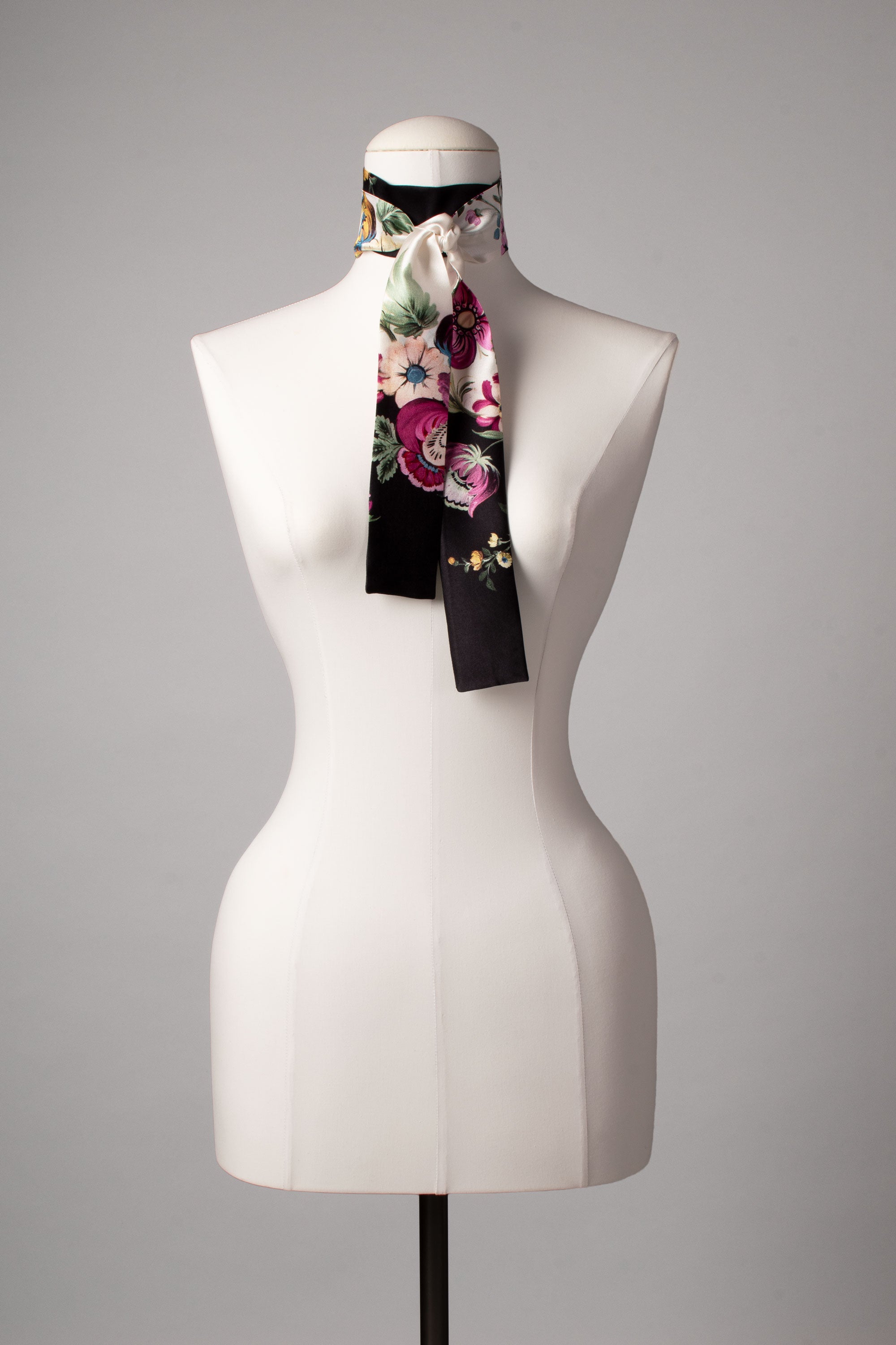 Minischal | Damenschal "Black n White n Flowers