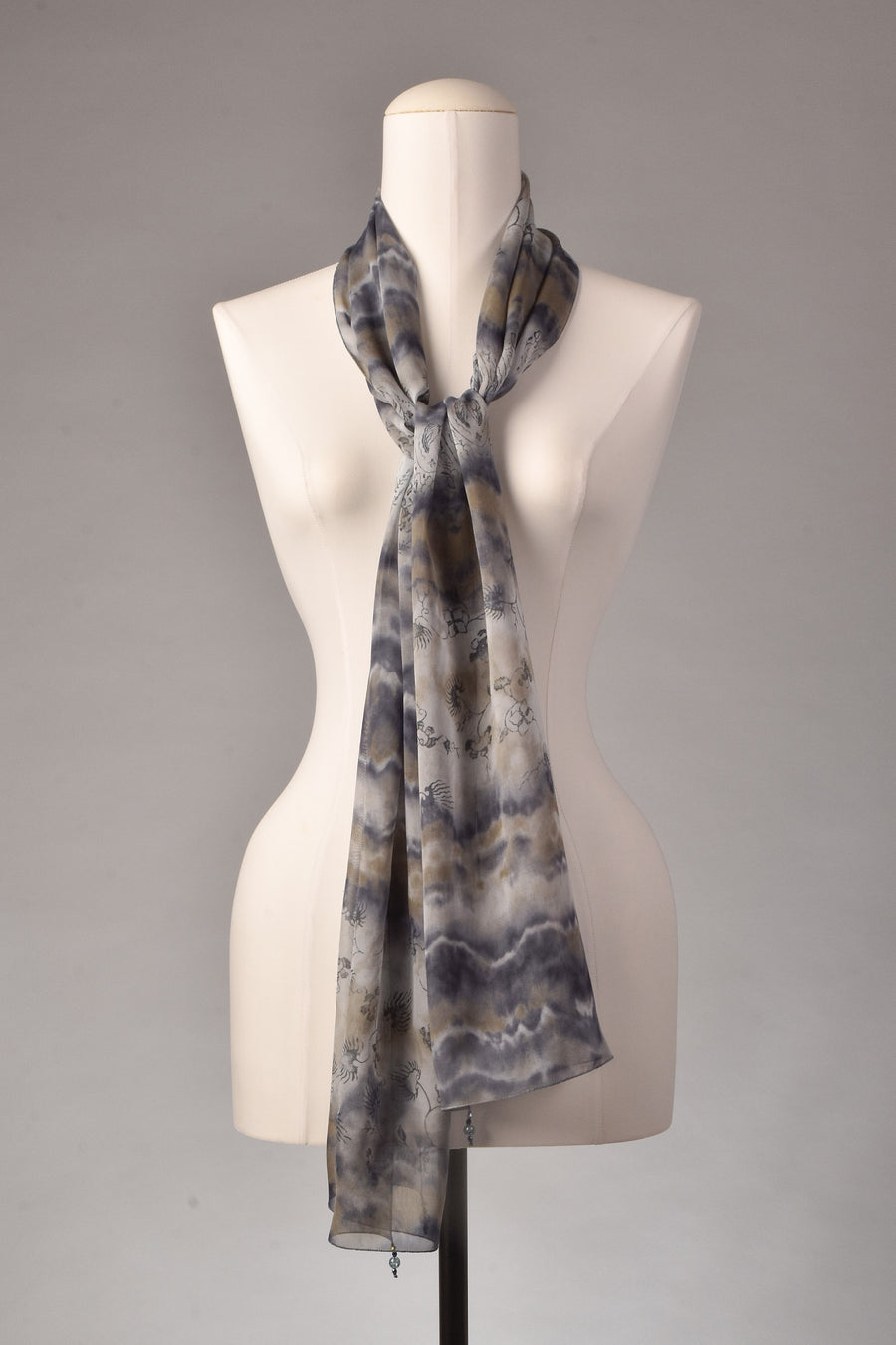 Seidenschal | Damenschal "Ocean Waves & Flowers"