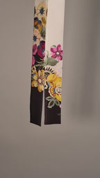 Minischal | Damenschal "Black n White n Flowers"