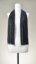 Samtschal | Damenschal "Steel Grey Velvet Straight Crash"