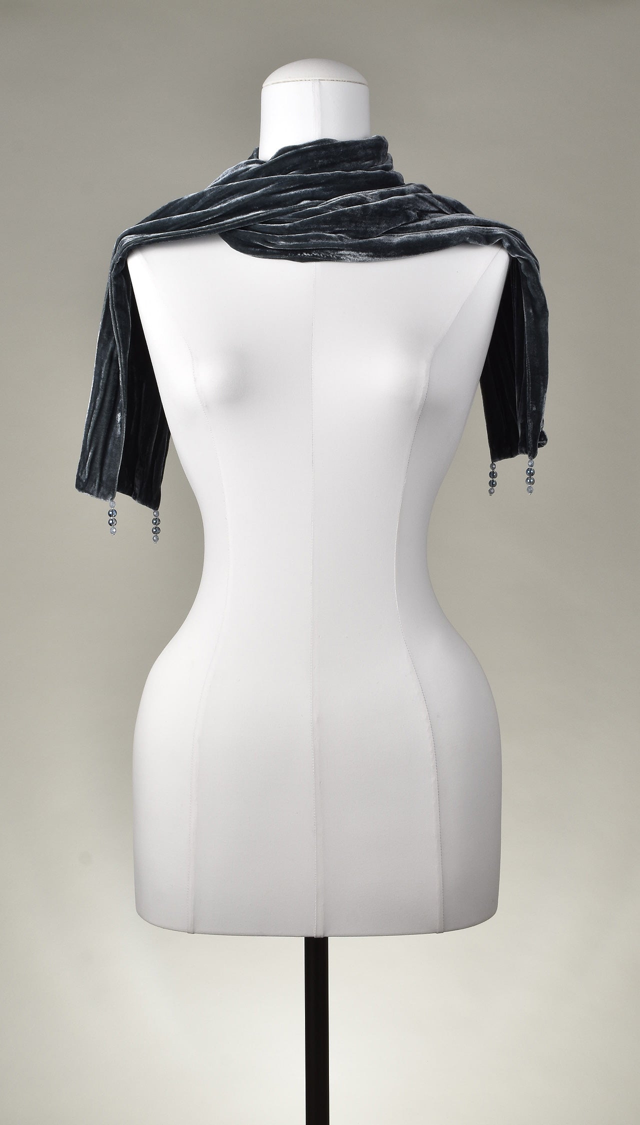 Samtschal | Damenschal "Steel Grey Velvet Straight Crash"