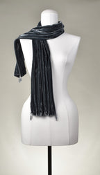 Samtschal | Damenschal "Steel Grey Velvet Straight Crash"