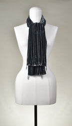 Samtschal | Damenschal "Steel Grey Velvet Straight Crash"