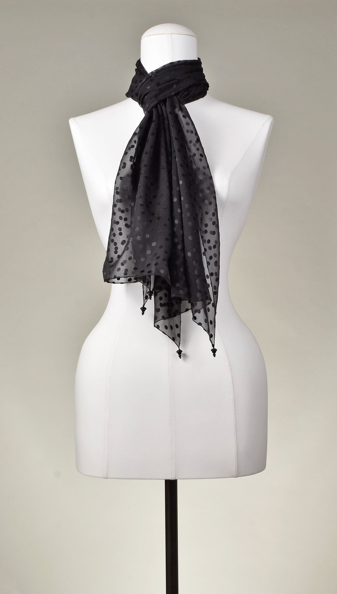 Seidenschal | Damenschal "Black Velvet Dots"