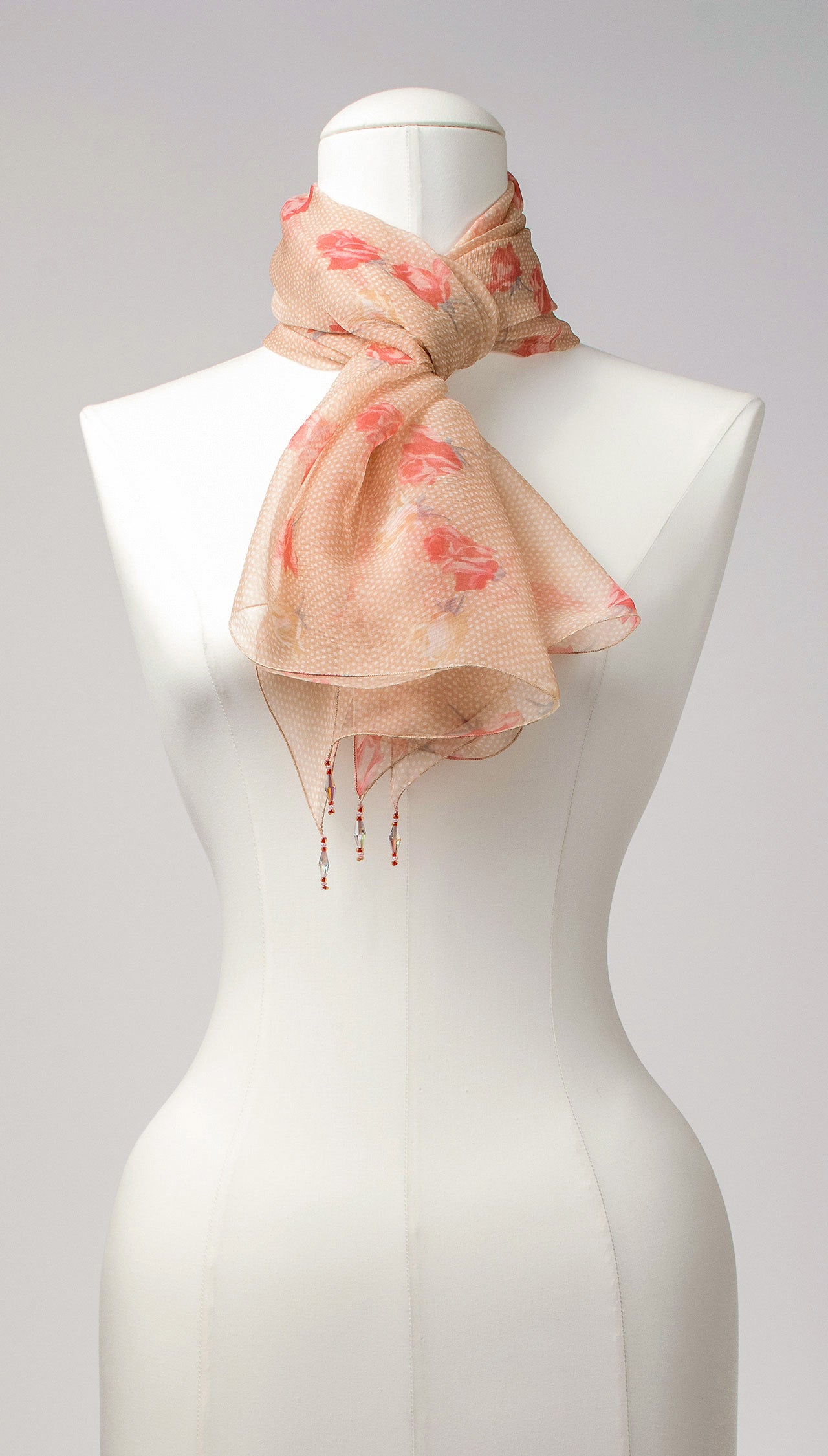 Seidenschal | Damenschal "Dots and Roses"