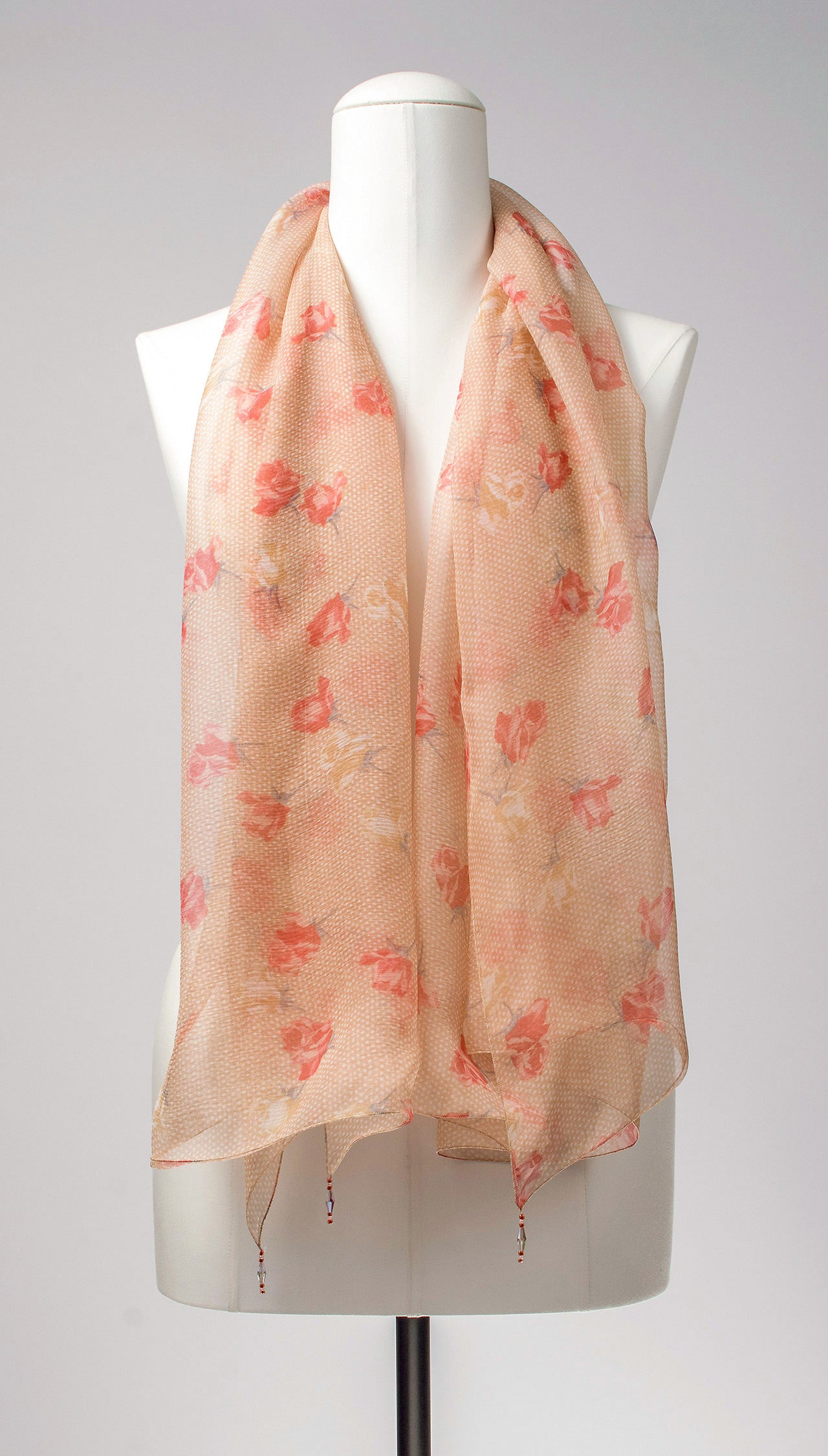 Seidenschal | Damenschal "Dots and Roses"