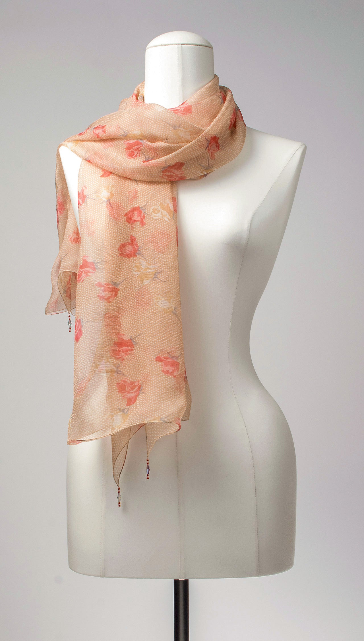 Seidenschal | Damenschal "Dots and Roses"