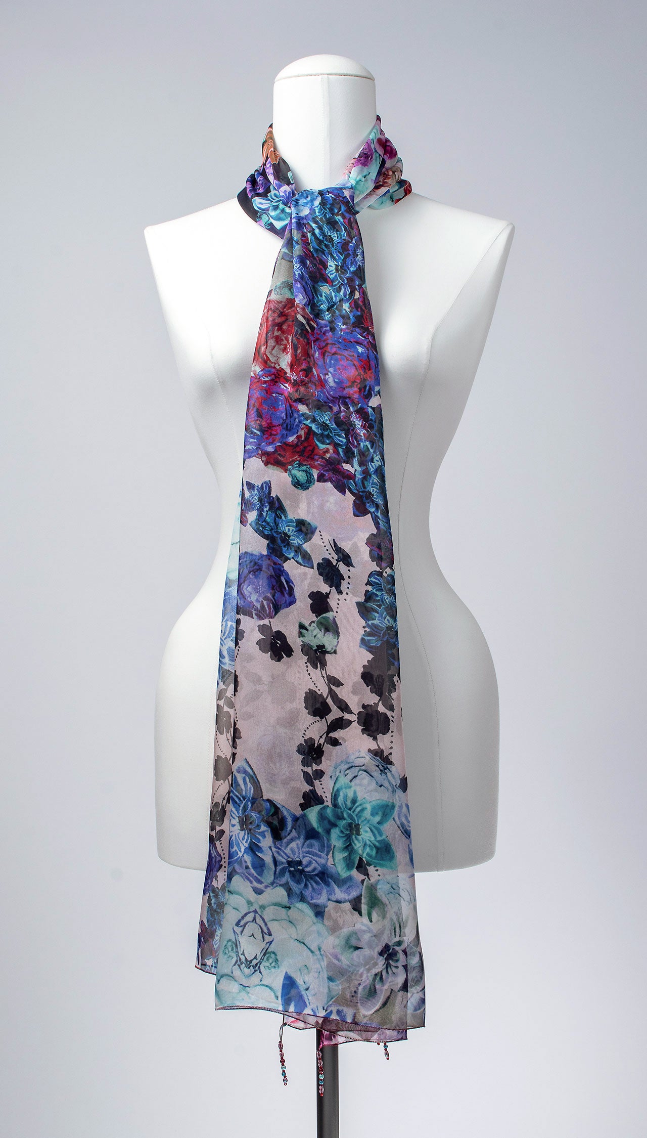 Seidenschal | Damenschal "Bluish Blossoms"