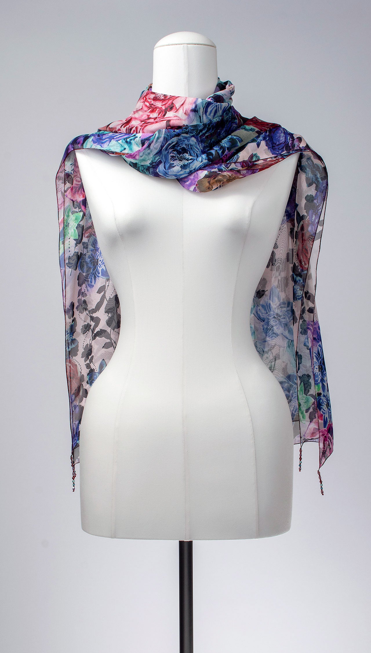 Seidenschal | Damenschal "Bluish Blossoms"