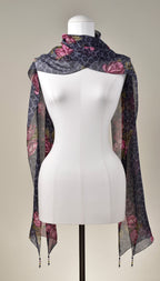 Seidenschal | Damenschal "Blue Leo and Roses"