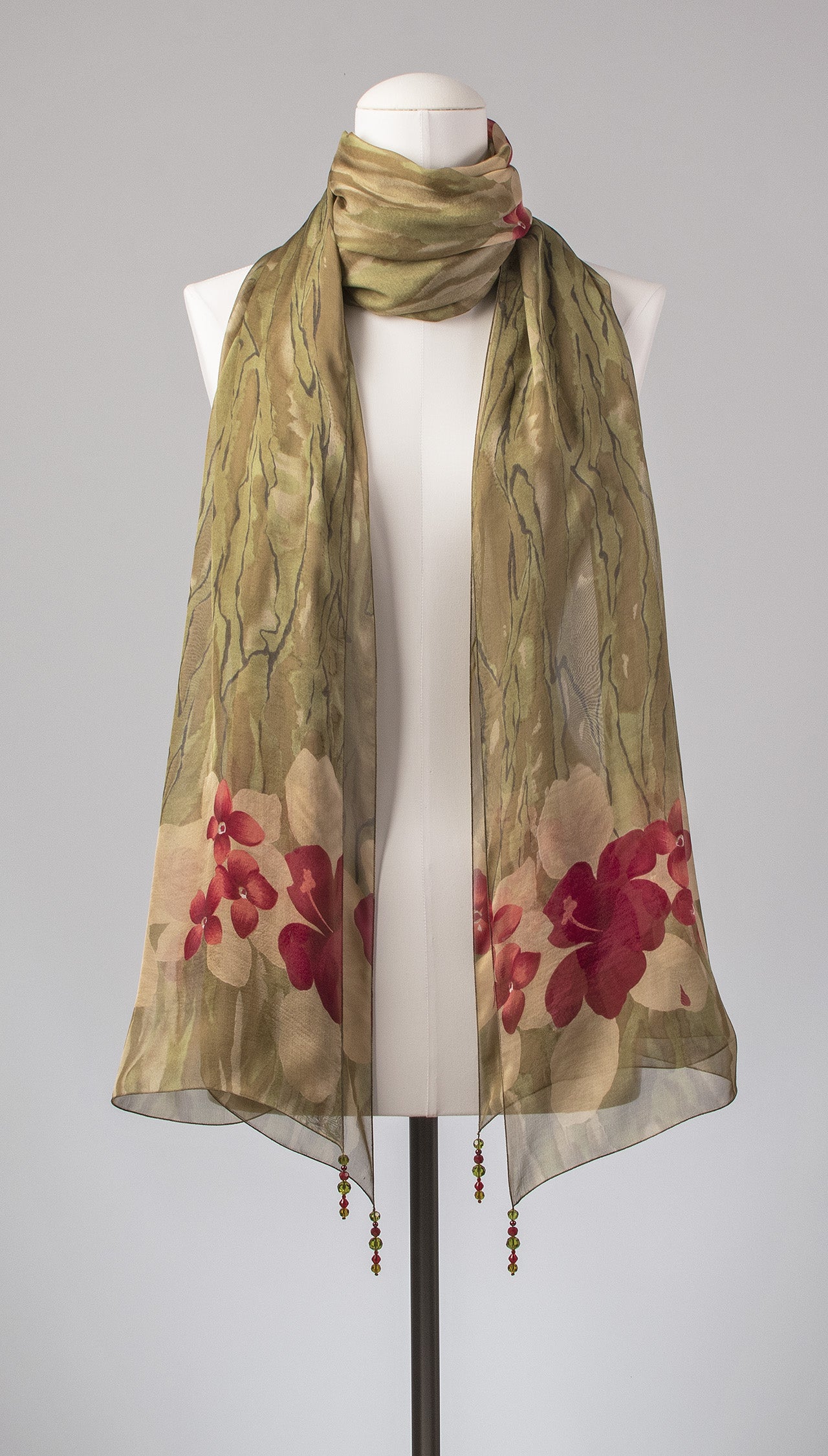 Seidenschal | Damenschal "Red Jungle Flowers"