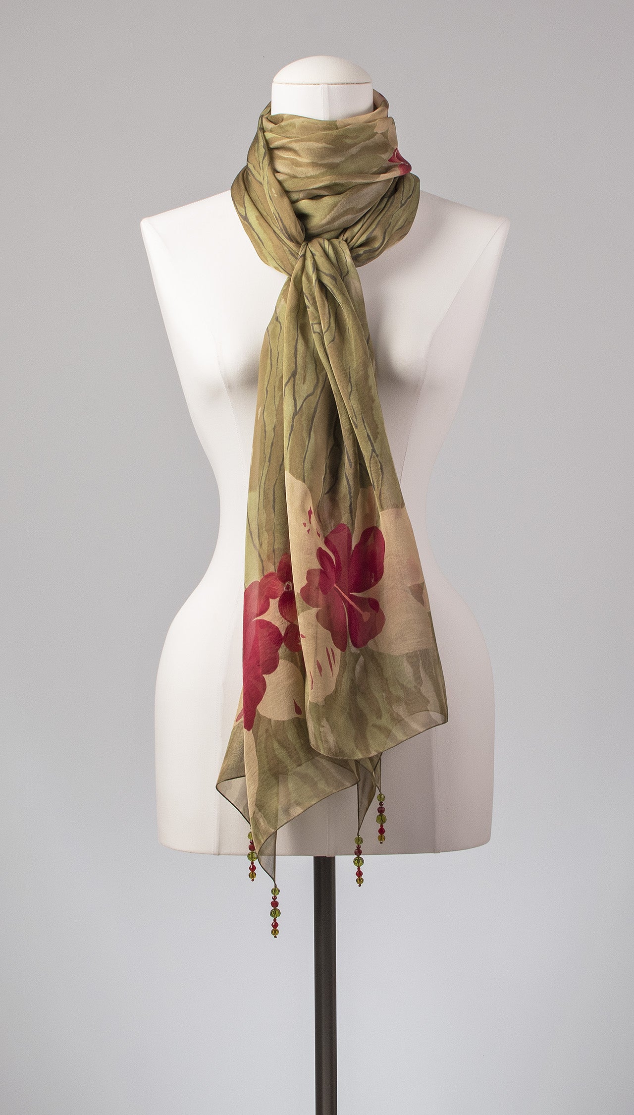 Seidenschal | Damenschal "Red Jungle Flowers"