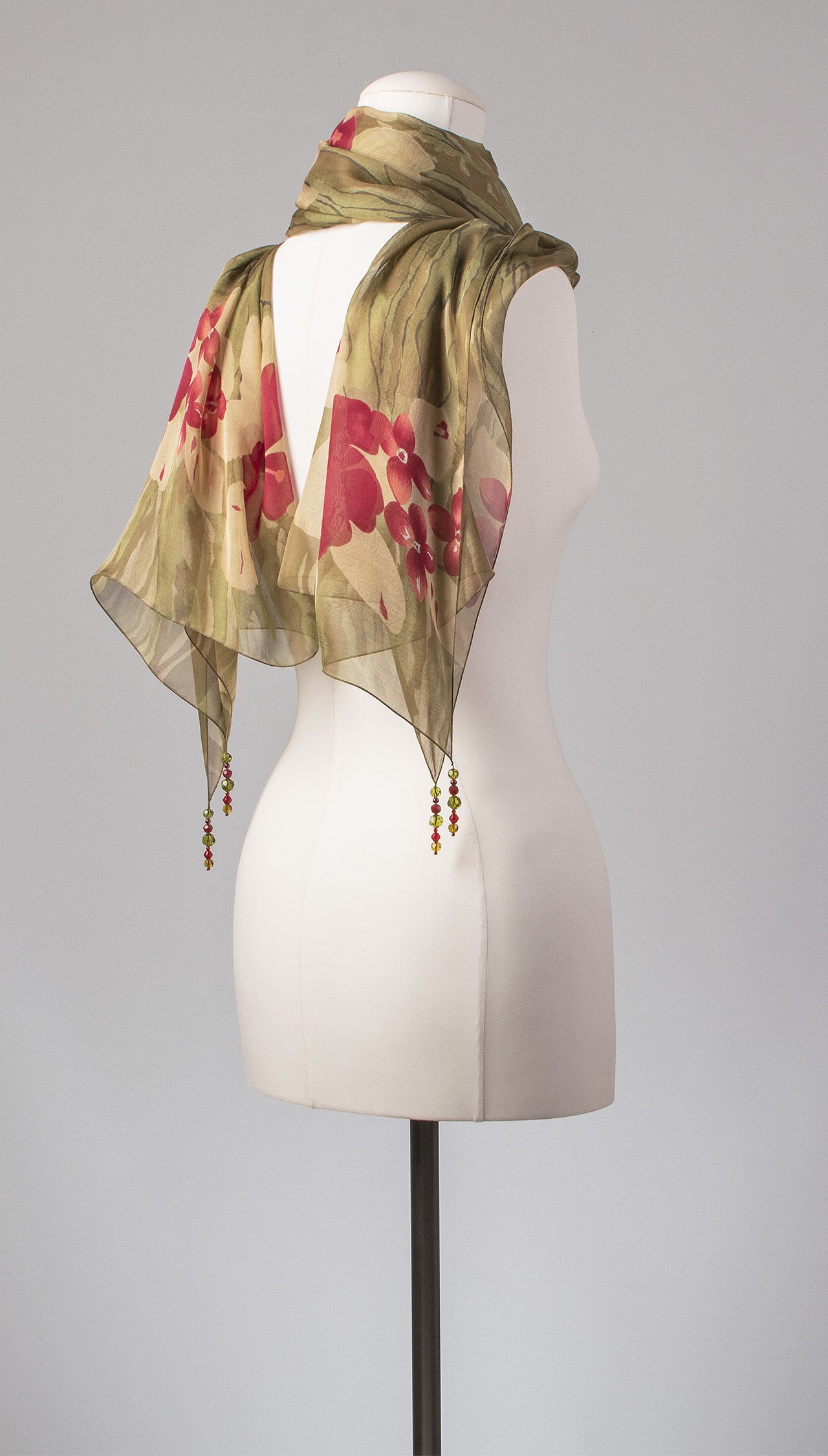 Seidenschal | Damenschal "Red Jungle Flowers"