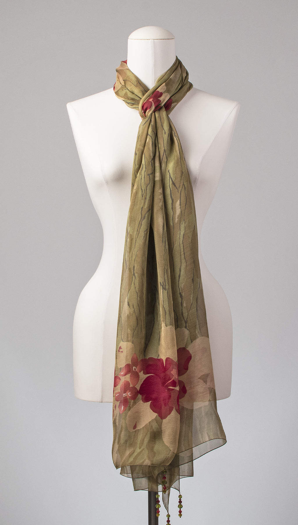 Seidenschal | Damenschal "Red Jungle Flowers"