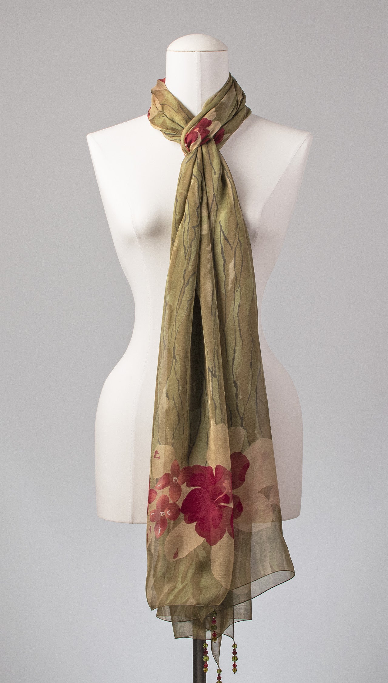 Seidenschal | Damenschal "Red Jungle Flowers"