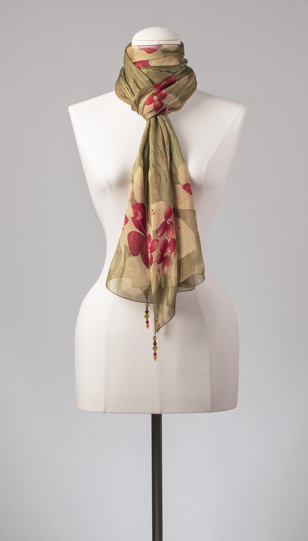 Seidenschal | Damenschal "Red Jungle Flowers"