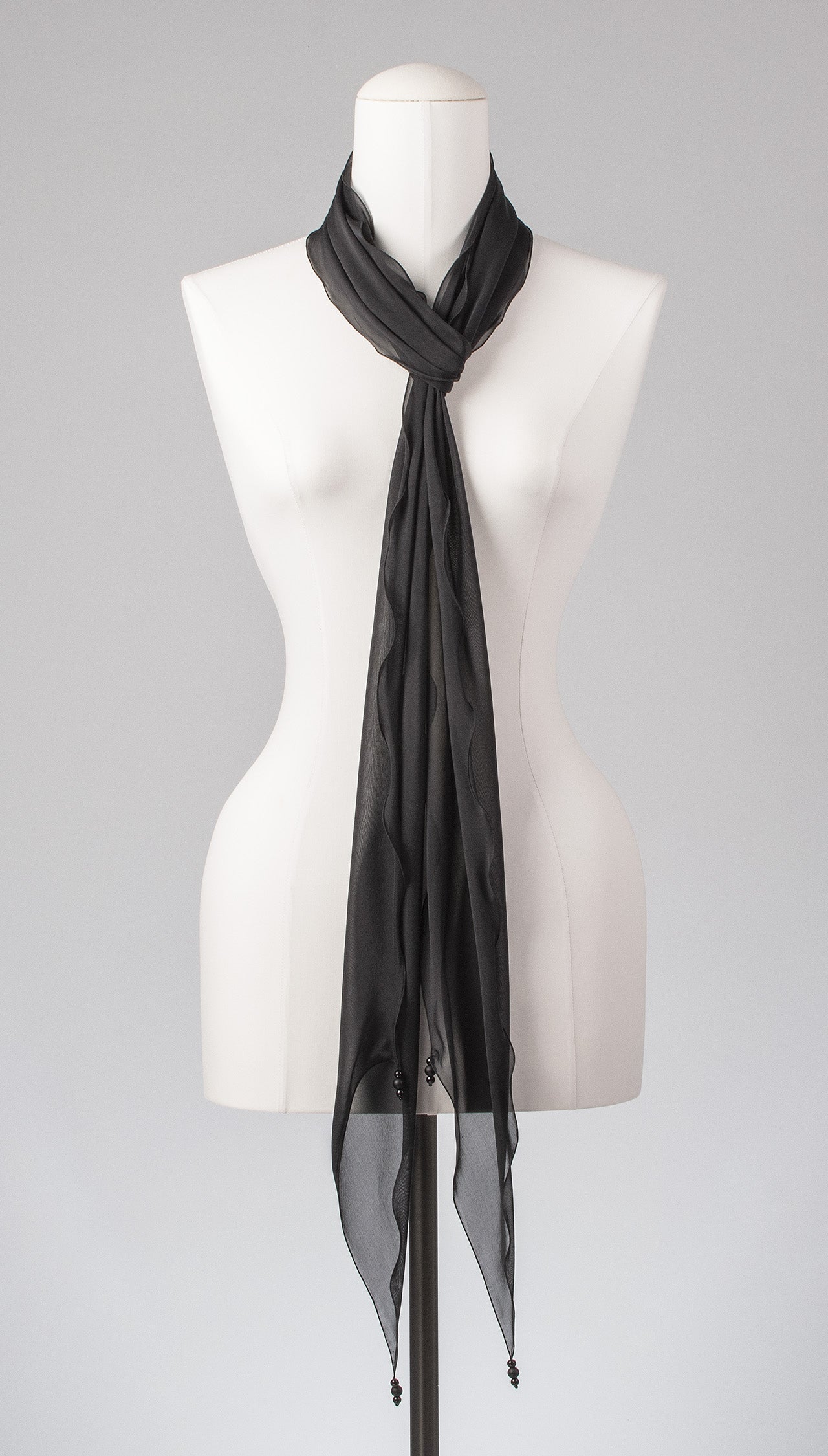 Seidenschal | Damenschal "Black Waves Slim"