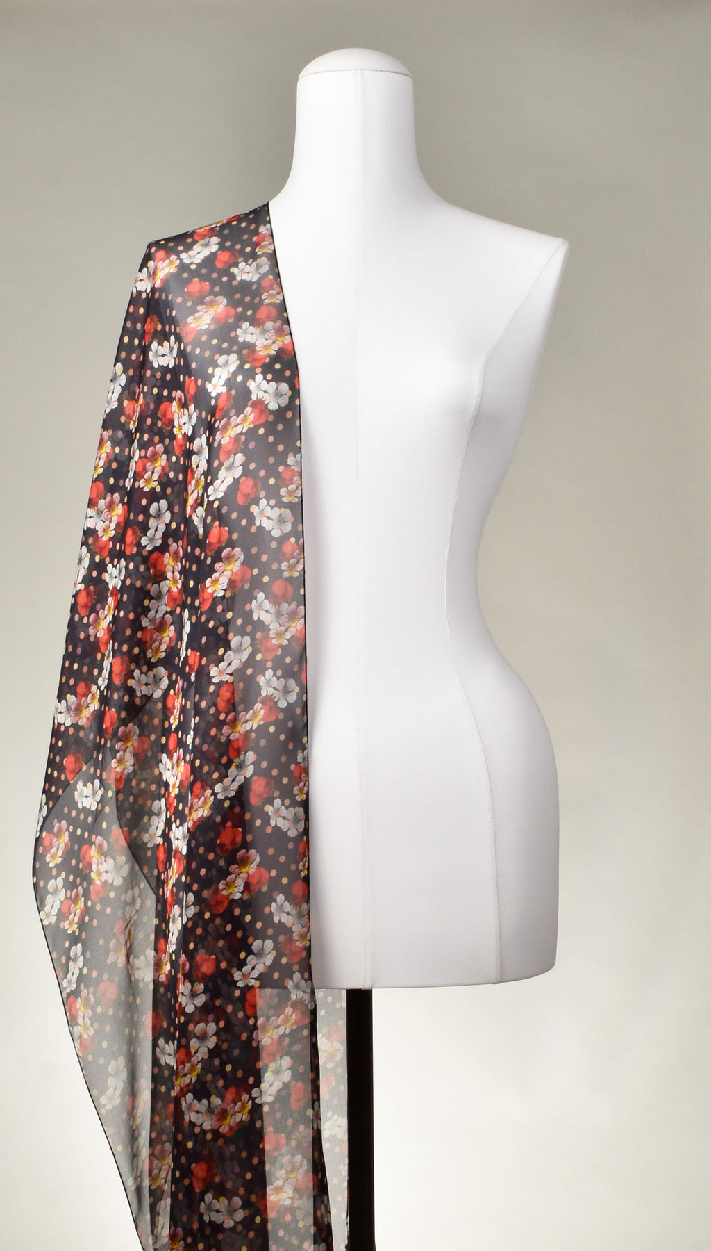 Seidenschal | Damenschal "Strawberries Blossoms & Dots"