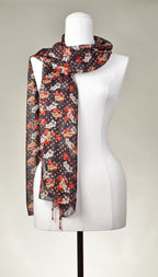 Seidenschal | Damenschal "Strawberries Blossoms & Dots"