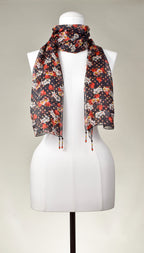 Seidenschal | Damenschal "Strawberries Blossoms & Dots"