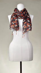 Seidenschal | Damenschal "Strawberries Blossoms & Dots"