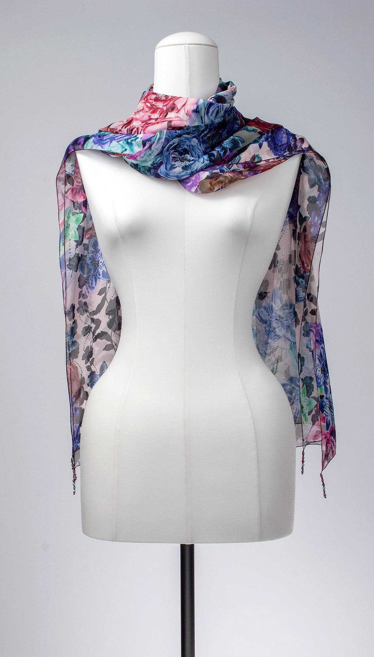 Seidenschal | Damenschal "Blueish Blossoms"