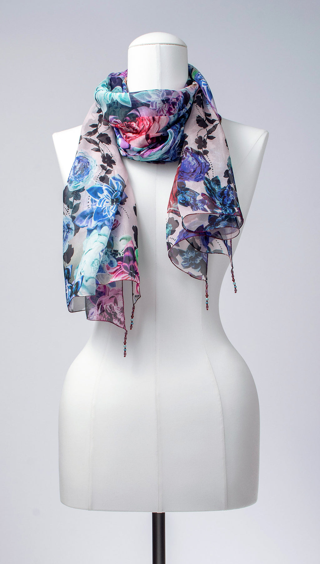 Seidenschal | Damenschal "Blueish Blossoms"