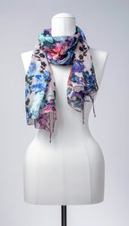 Seidenschal | Damenschal "Blueish Blossoms"