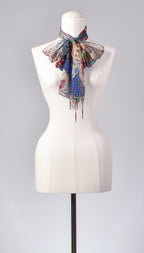 Seidenschal | Damenschal  "Patchwork Flowers Blue"