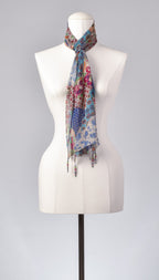 Seidenschal | Damenschal  "Patchwork Flowers Blue"