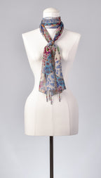 Seidenschal | Damenschal  "Patchwork Flowers Blue"