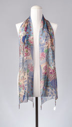 Seidenschal | Damenschal  "Patchwork Flowers Blue"
