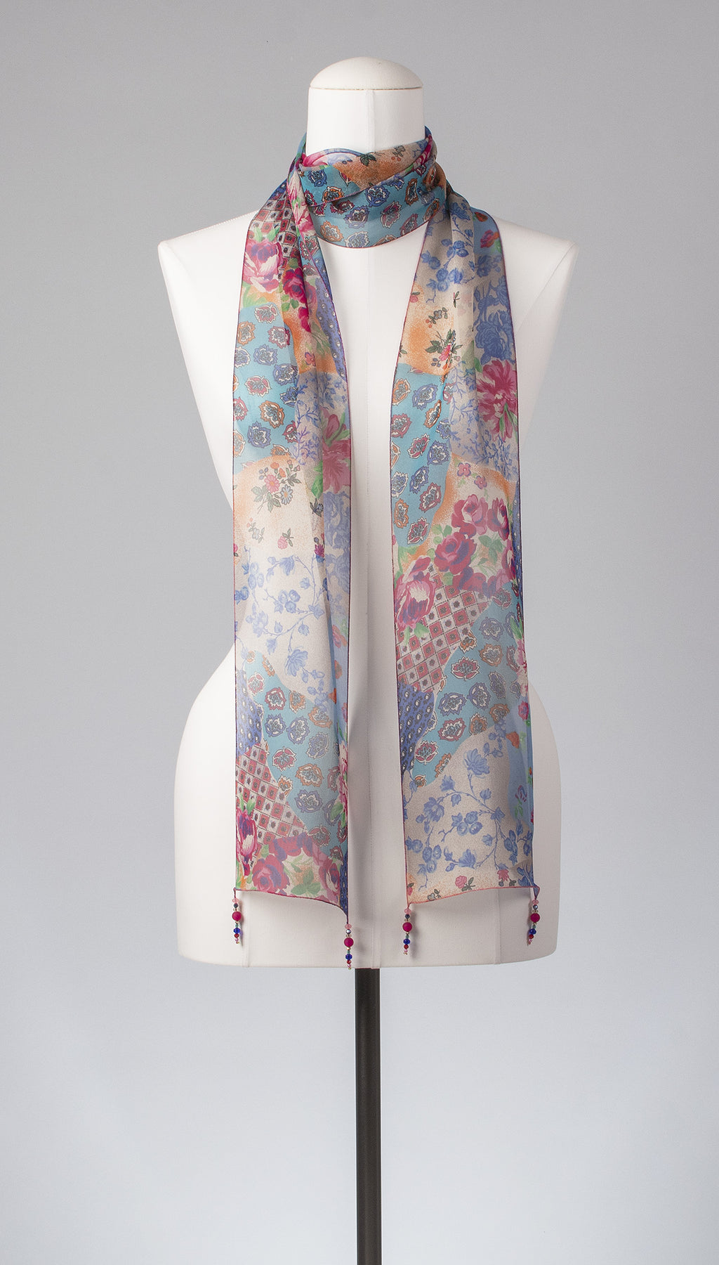 Seidenschal | Damenschal  "Patchwork Flowers Slim"