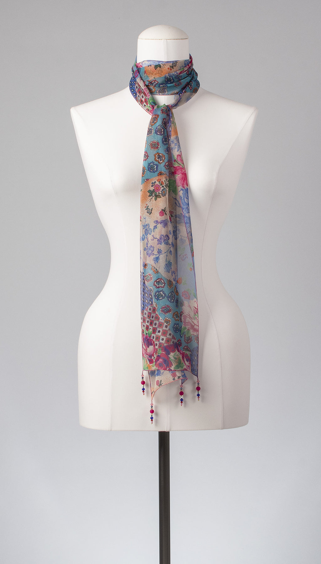 Seidenschal | Damenschal  "Patchwork Flowers Slim"