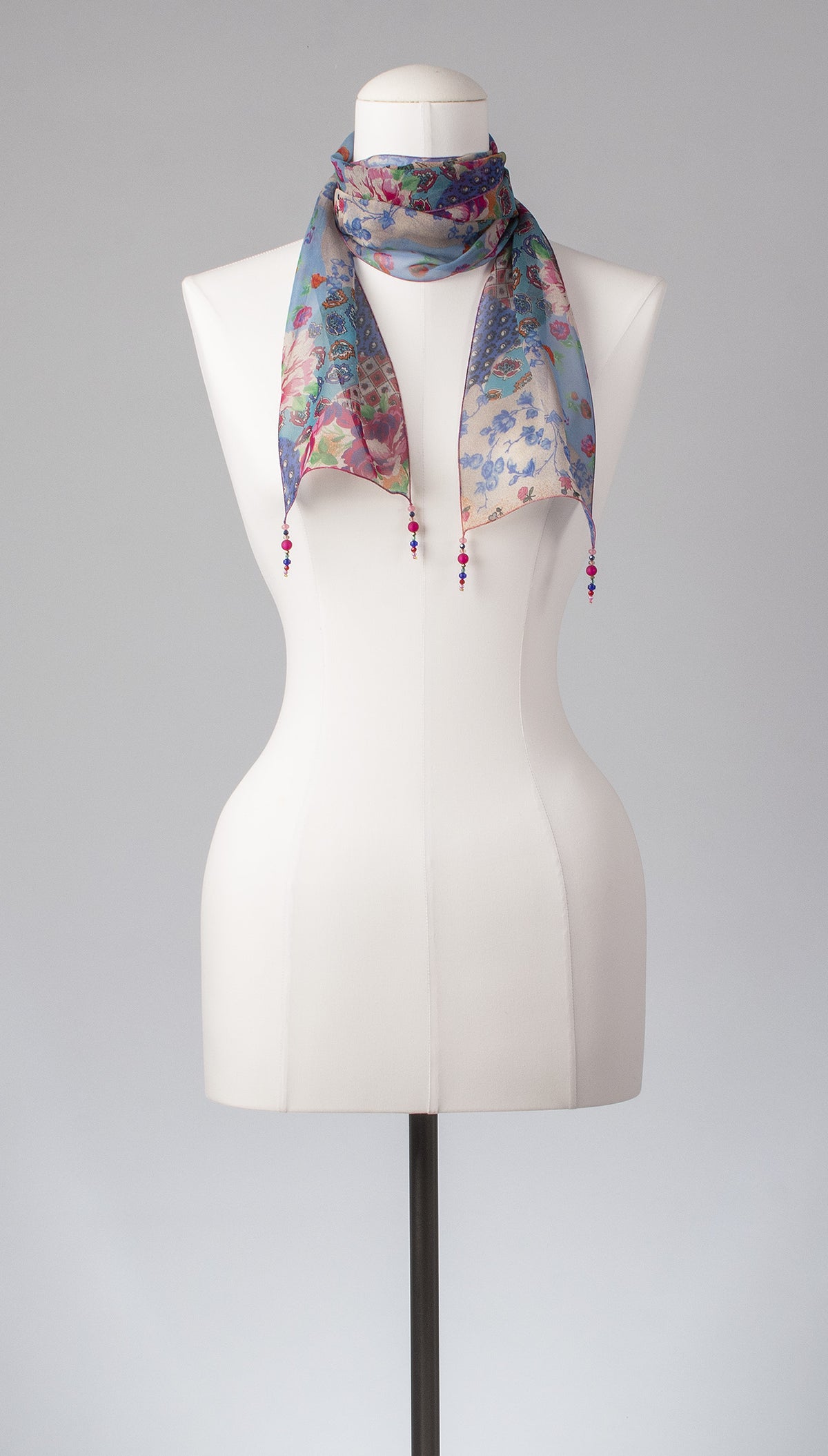 Seidenschal | Damenschal  "Patchwork Flowers Slim"