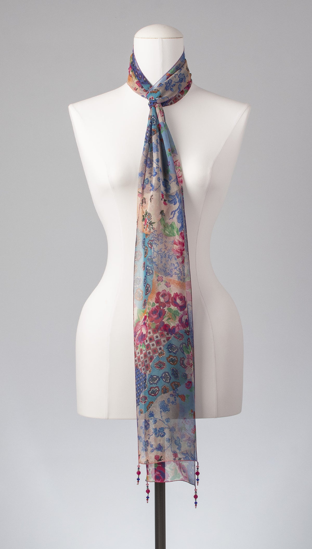 Seidenschal | Damenschal  "Patchwork Flowers Slim"