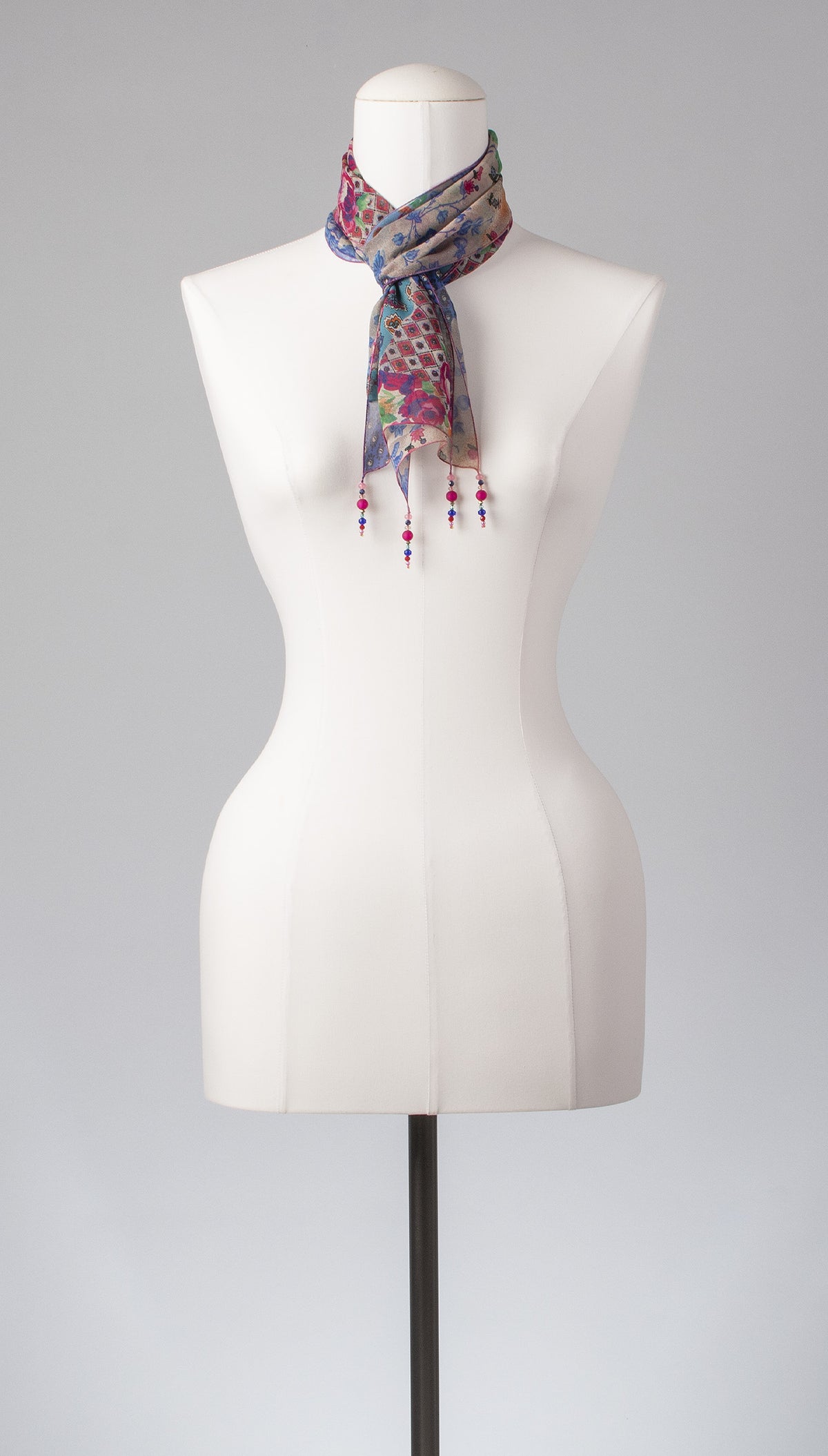 Seidenschal | Damenschal  "Patchwork Flowers Slim"