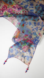 Seidenschal | Damenschal  "Patchwork Flowers Slim"